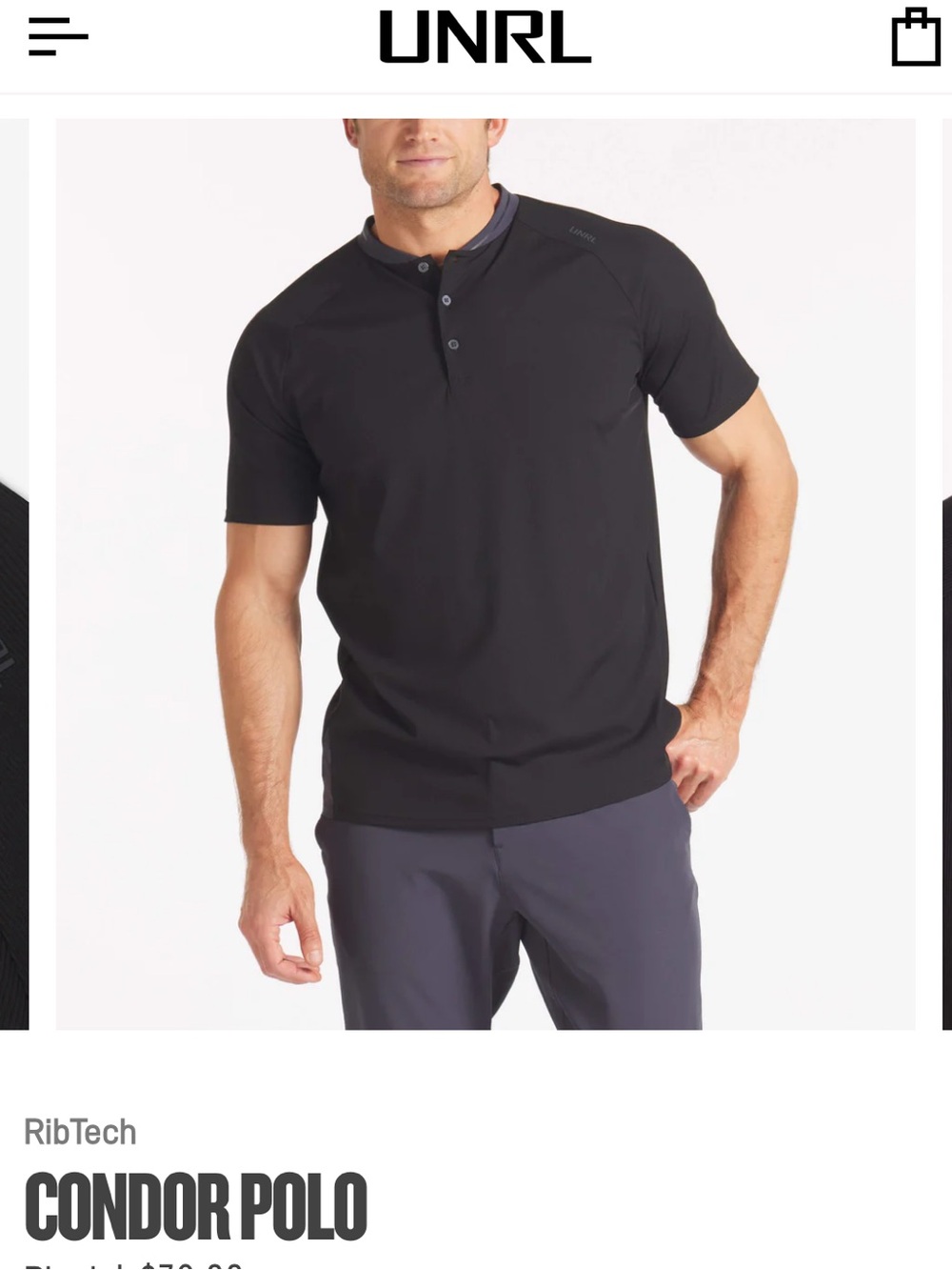 UNRL Men’s Condor Polo - Black RibTech Shirt
